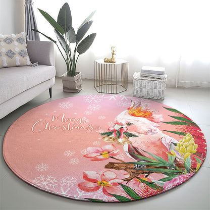 Australia Christmas Pink Cockatoo with Banksia Round Carpet Coral Pink