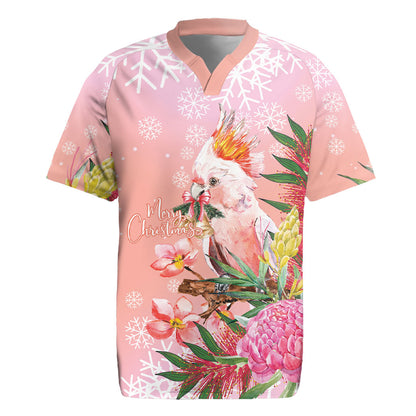 Australia Christmas Pink Cockatoo with Banksia Rugby Jersey Coral Pink
