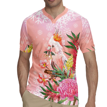 Australia Christmas Pink Cockatoo with Banksia Rugby Jersey Coral Pink