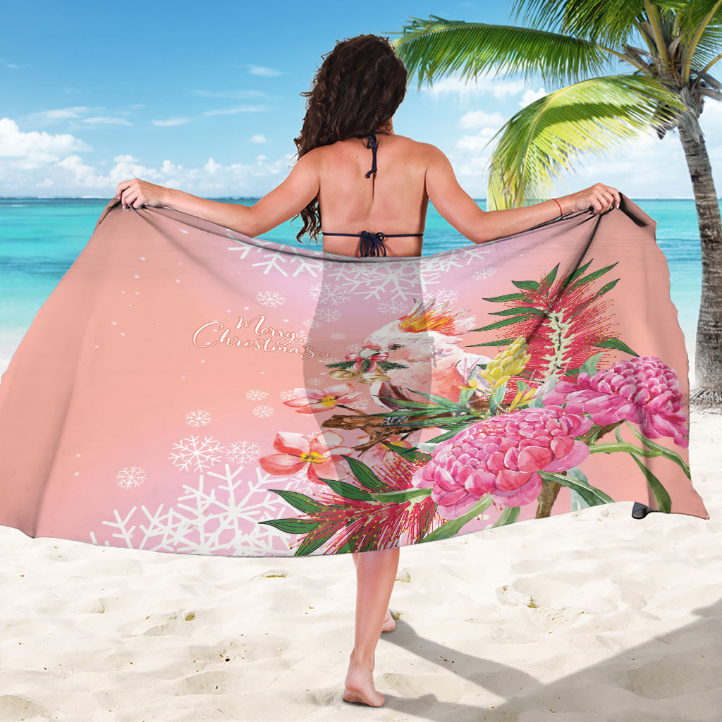 Australia Christmas Pink Cockatoo with Banksia Sarong Coral Pink