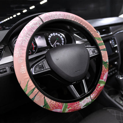 Australia Christmas Pink Cockatoo with Banksia Steering Wheel Cover Coral Pink