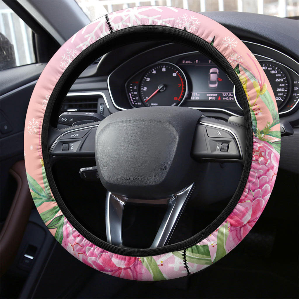 Australia Christmas Pink Cockatoo with Banksia Steering Wheel Cover Coral Pink