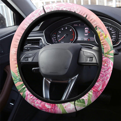 Australia Christmas Pink Cockatoo with Banksia Steering Wheel Cover Coral Pink