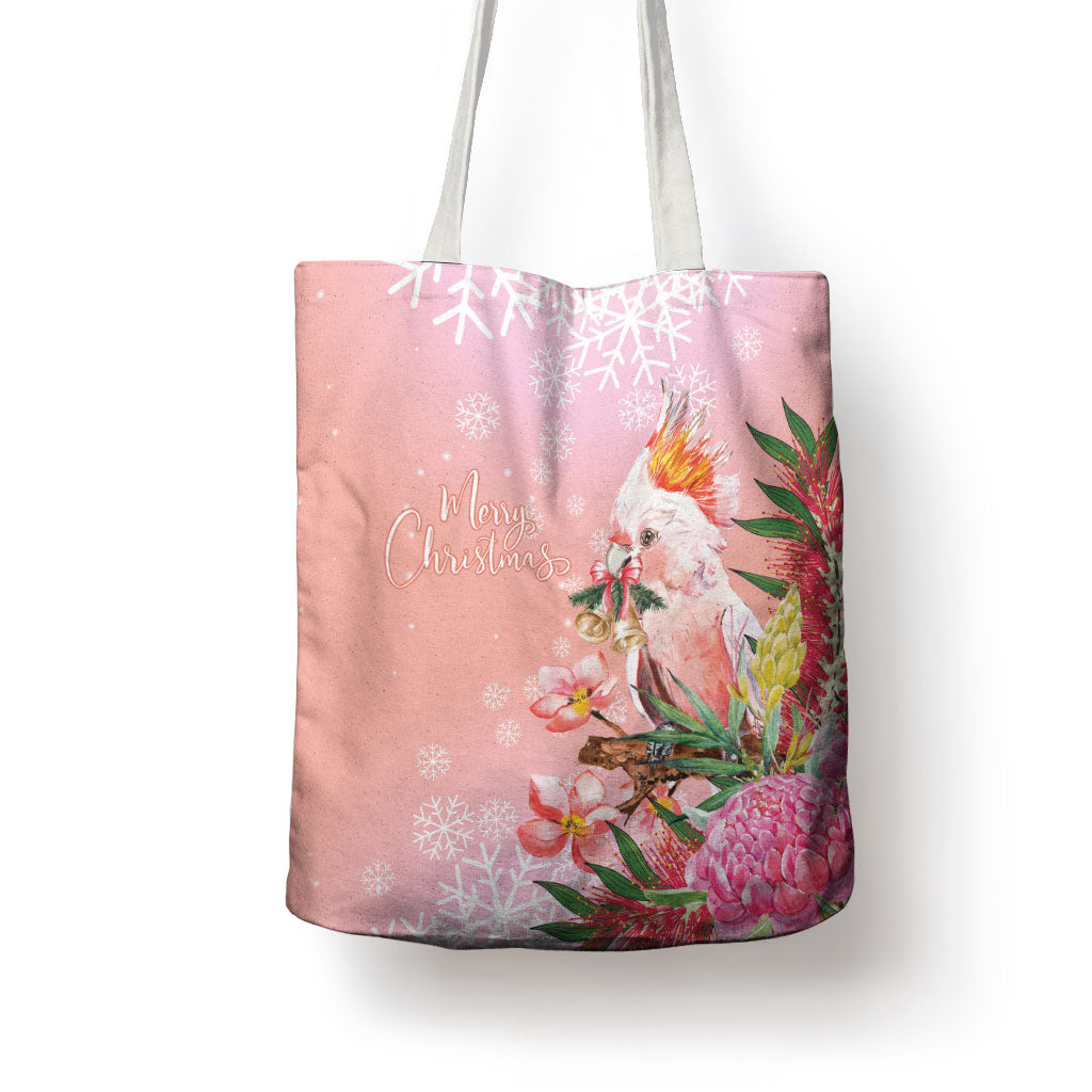 Australia Christmas Pink Cockatoo with Banksia Tote Bag Coral Pink