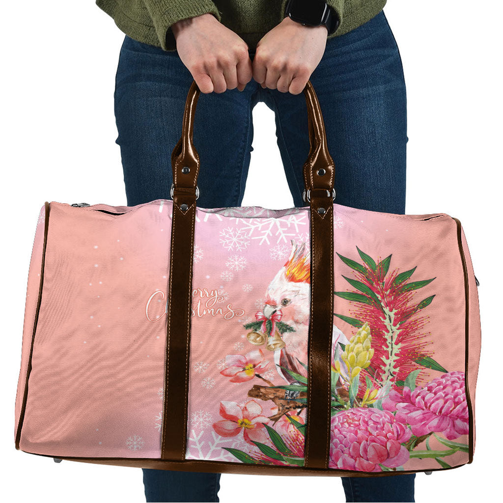 Australia Christmas Pink Cockatoo with Banksia Travel Bag Coral Pink