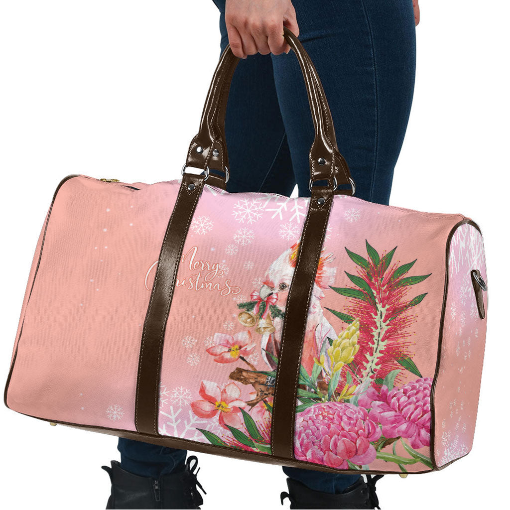 Australia Christmas Pink Cockatoo with Banksia Travel Bag Coral Pink