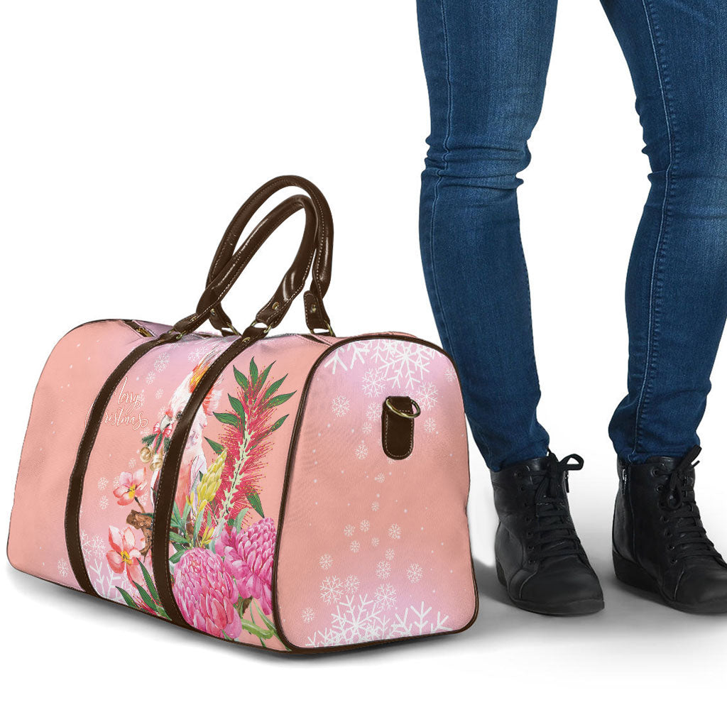 Australia Christmas Pink Cockatoo with Banksia Travel Bag Coral Pink
