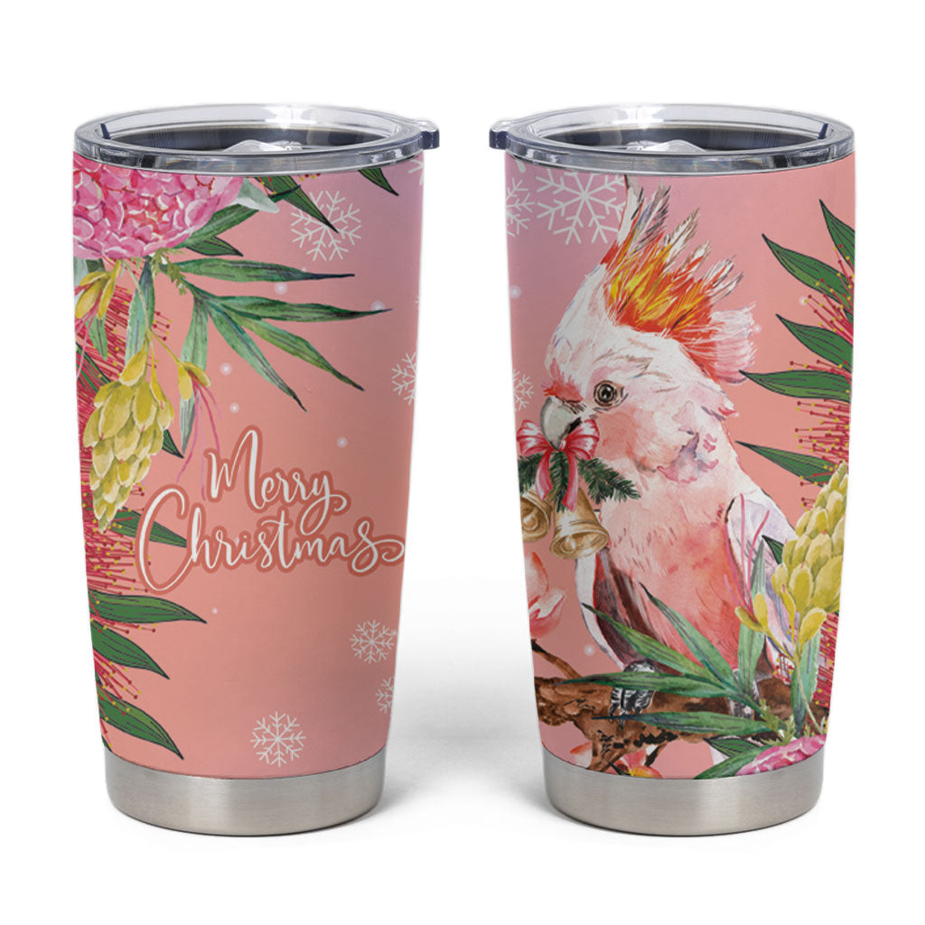 Australia Christmas Pink Cockatoo with Banksia Tumbler Cup Coral Pink