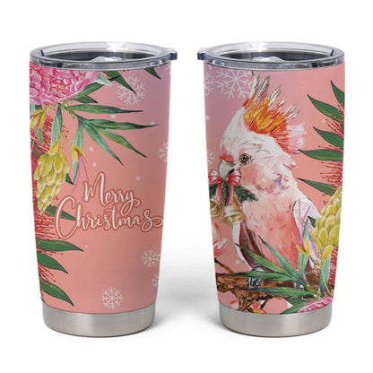 Australia Christmas Pink Cockatoo with Banksia Tumbler Cup Coral Pink