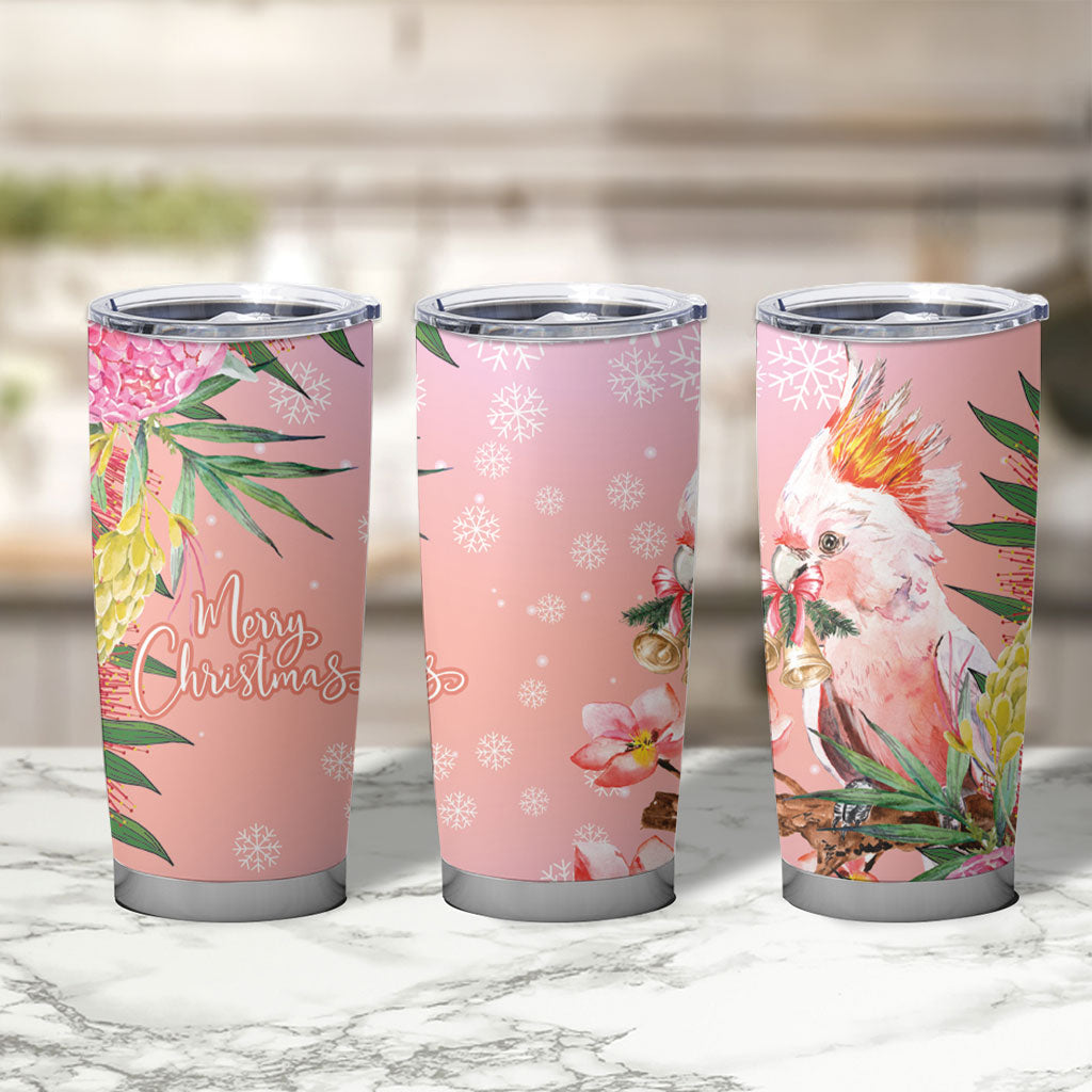 Australia Christmas Pink Cockatoo with Banksia Tumbler Cup Coral Pink