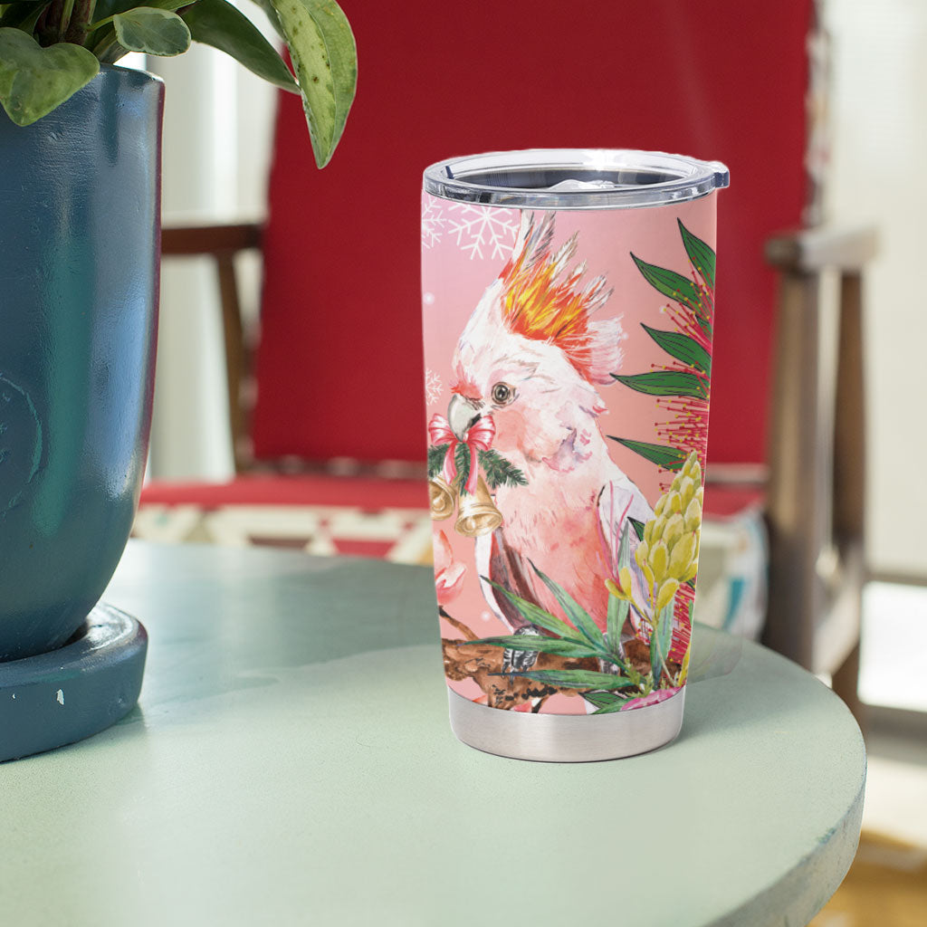 Australia Christmas Pink Cockatoo with Banksia Tumbler Cup Coral Pink