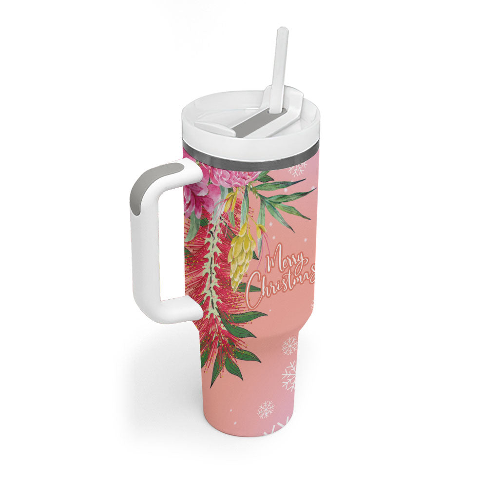 Australia Christmas Pink Cockatoo with Banksia Tumbler With Handle Coral Pink