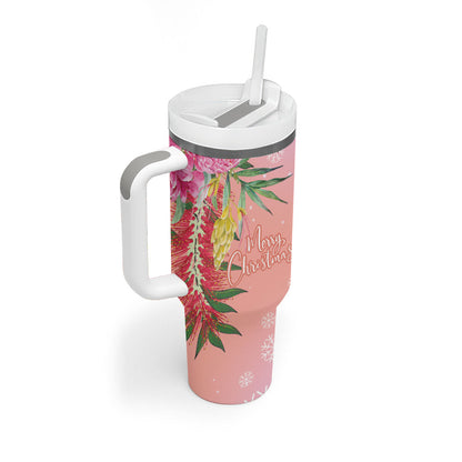 Australia Christmas Pink Cockatoo with Banksia Tumbler With Handle Coral Pink