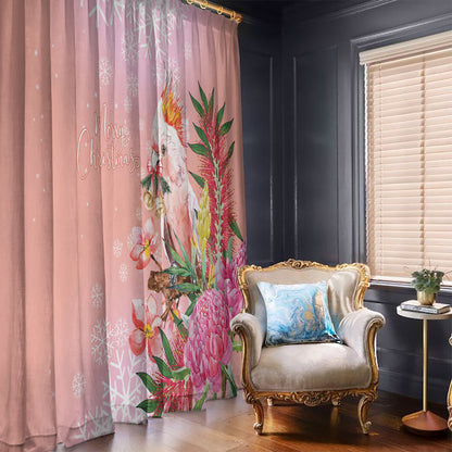 Australia Christmas Pink Cockatoo with Banksia Window Curtain Coral Pink