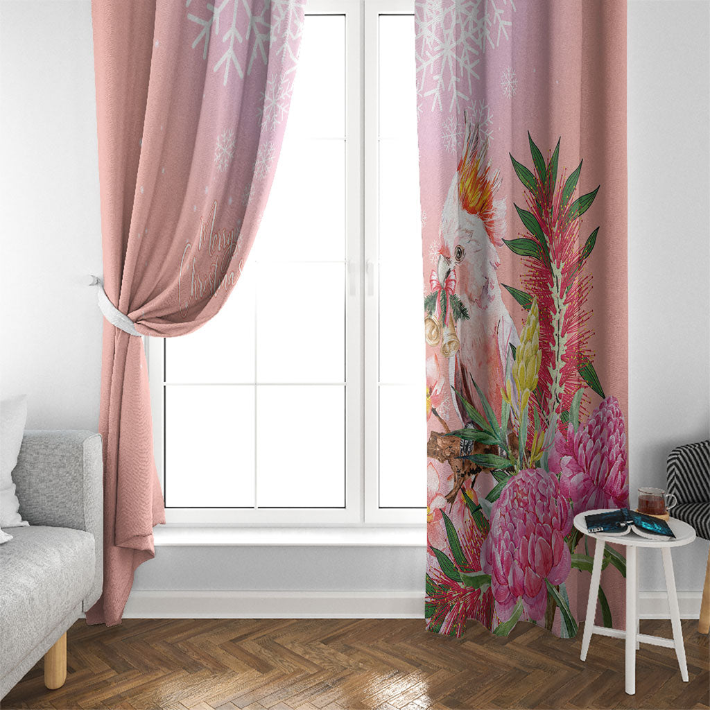 Australia Christmas Pink Cockatoo with Banksia Window Curtain Coral Pink