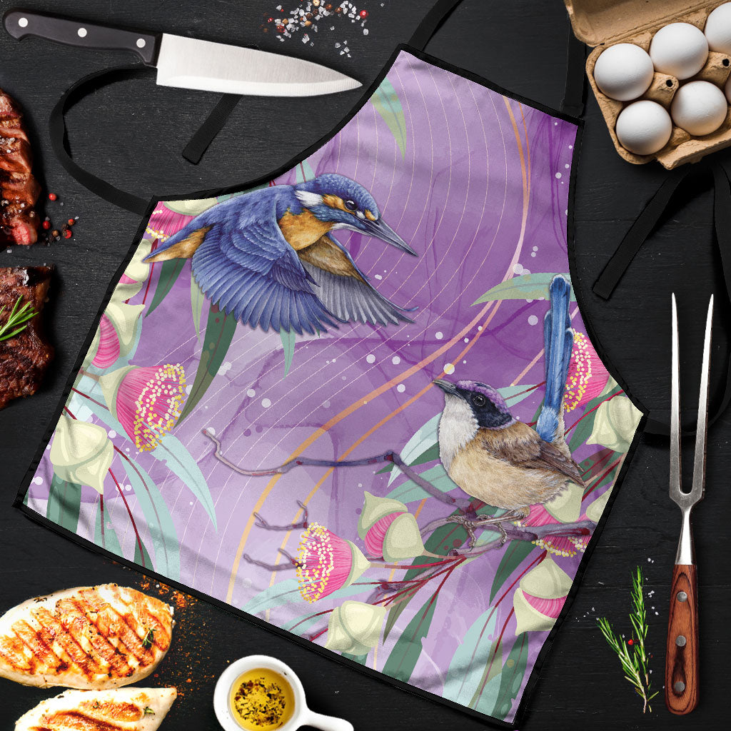 Australia Epilepsy Month Apron Purple Fairy Wren with Eucalyptus Flowers