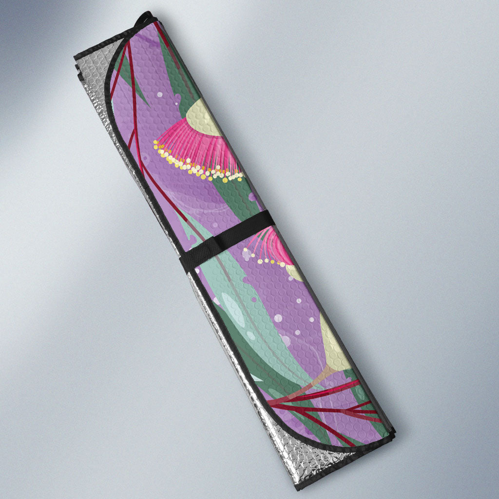 Australia Epilepsy Month Auto Sun Shade Purple Fairy Wren with Eucalyptus Flowers