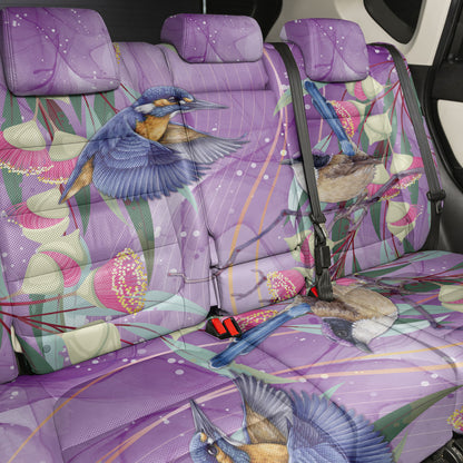 Australia Epilepsy Month Back Car Seat Cover Purple Fairy Wren with Eucalyptus Flowers