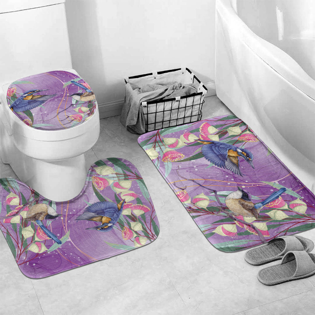 Australia Epilepsy Month Bathroom Set Purple Fairy Wren with Eucalyptus Flowers