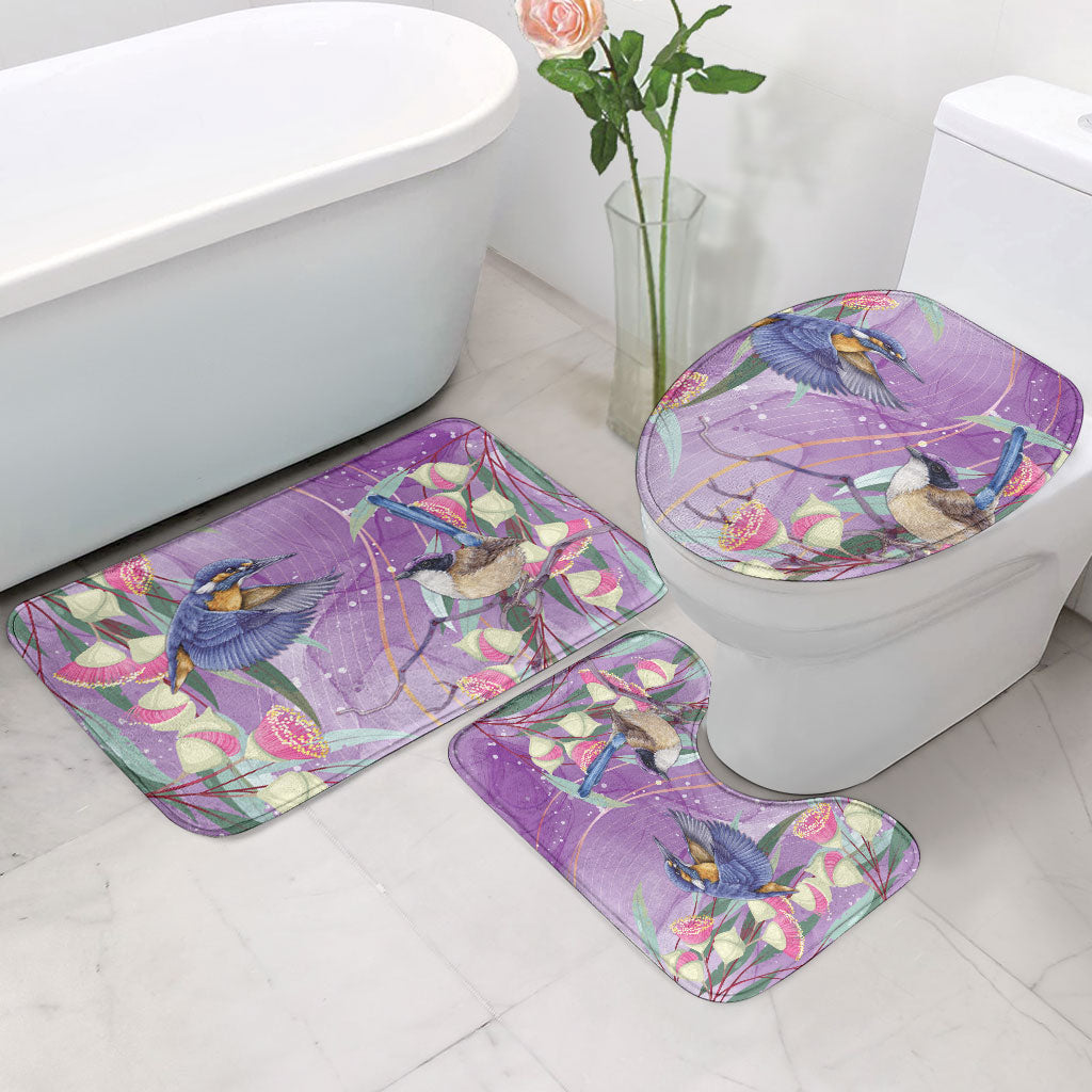 Australia Epilepsy Month Bathroom Set Purple Fairy Wren with Eucalyptus Flowers