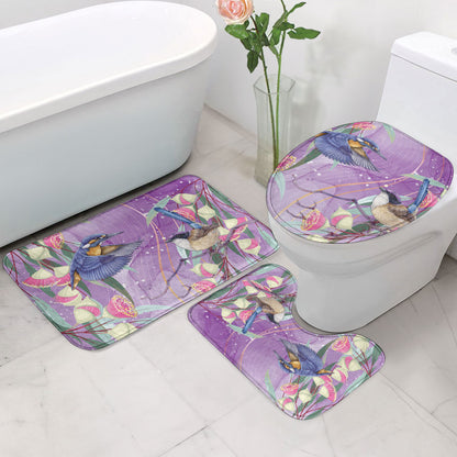 Australia Epilepsy Month Bathroom Set Purple Fairy Wren with Eucalyptus Flowers