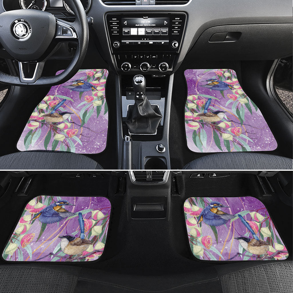 Australia Epilepsy Month Car Mats Purple Fairy Wren with Eucalyptus Flowers