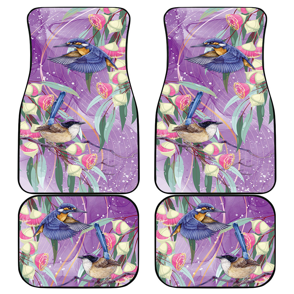 Australia Epilepsy Month Car Mats Purple Fairy Wren with Eucalyptus Flowers