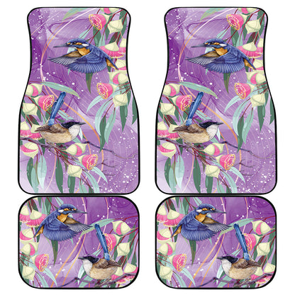 Australia Epilepsy Month Car Mats Purple Fairy Wren with Eucalyptus Flowers