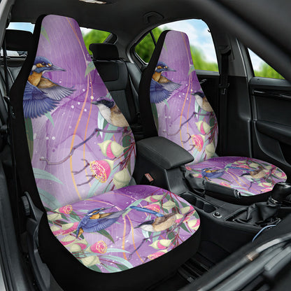 Australia Epilepsy Month Car Seat Cover Purple Fairy Wren with Eucalyptus Flowers