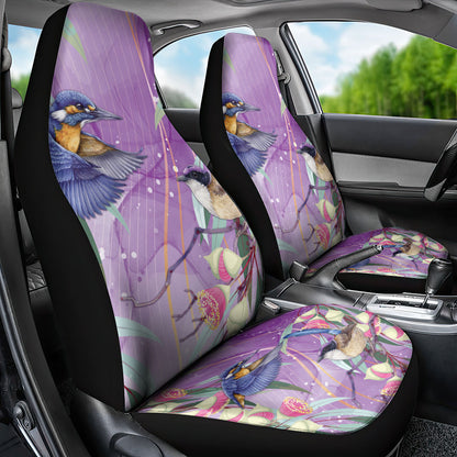 Australia Epilepsy Month Car Seat Cover Purple Fairy Wren with Eucalyptus Flowers