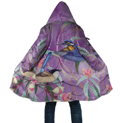 Australia Epilepsy Month Cloak Purple Fairy Wren with Eucalyptus Flowers