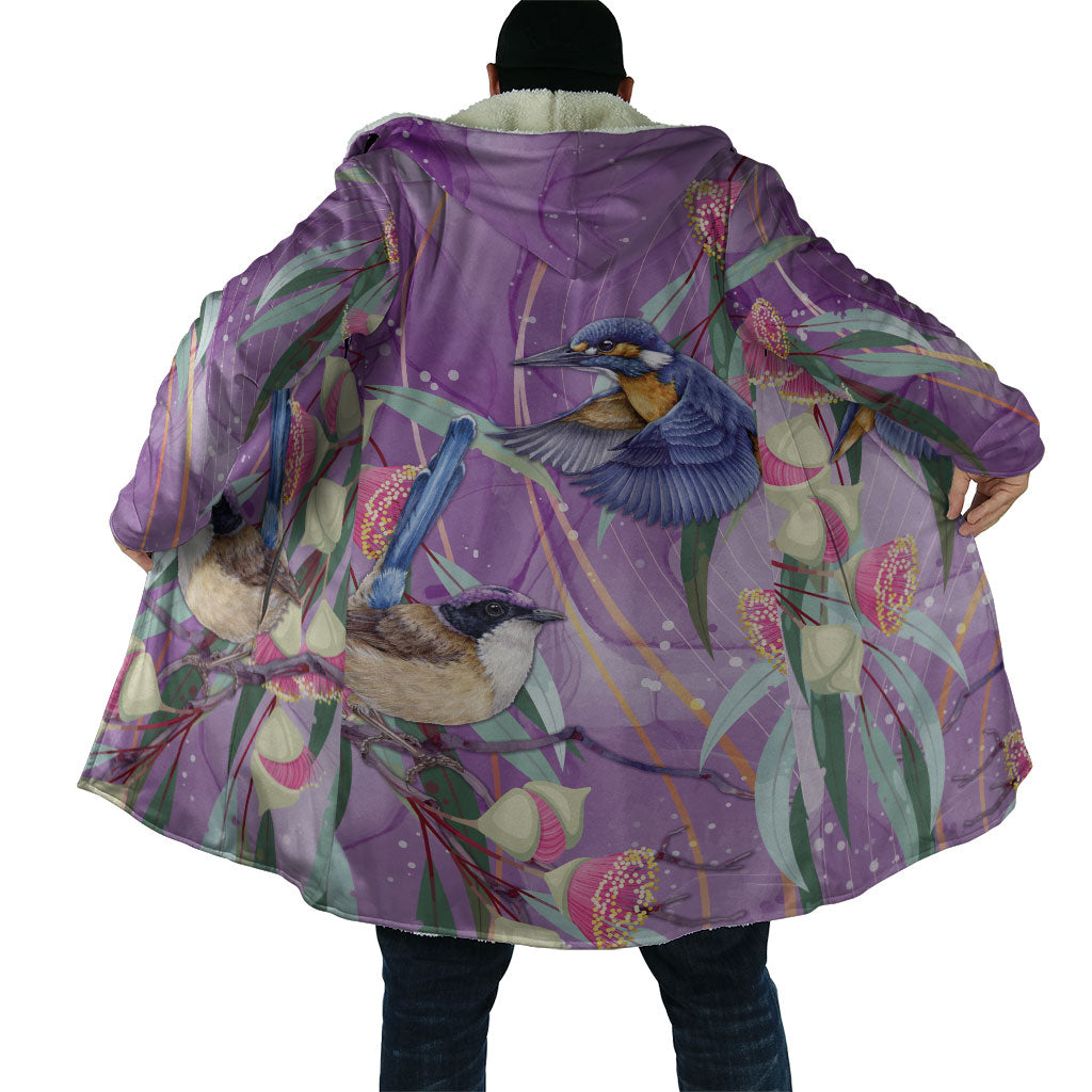 Australia Epilepsy Month Cloak Purple Fairy Wren with Eucalyptus Flowers