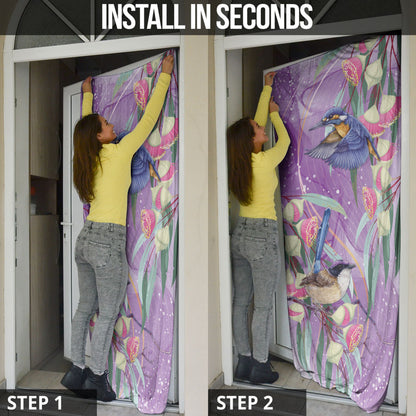 Australia Epilepsy Month Door Cover Purple Fairy Wren with Eucalyptus Flowers