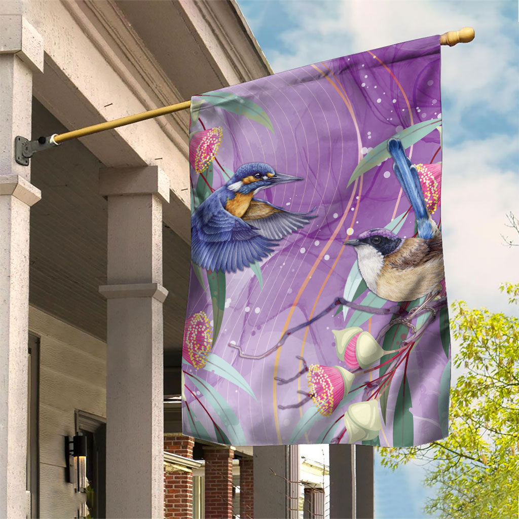 Australia Epilepsy Month Garden Flag Purple Fairy Wren with Eucalyptus Flowers