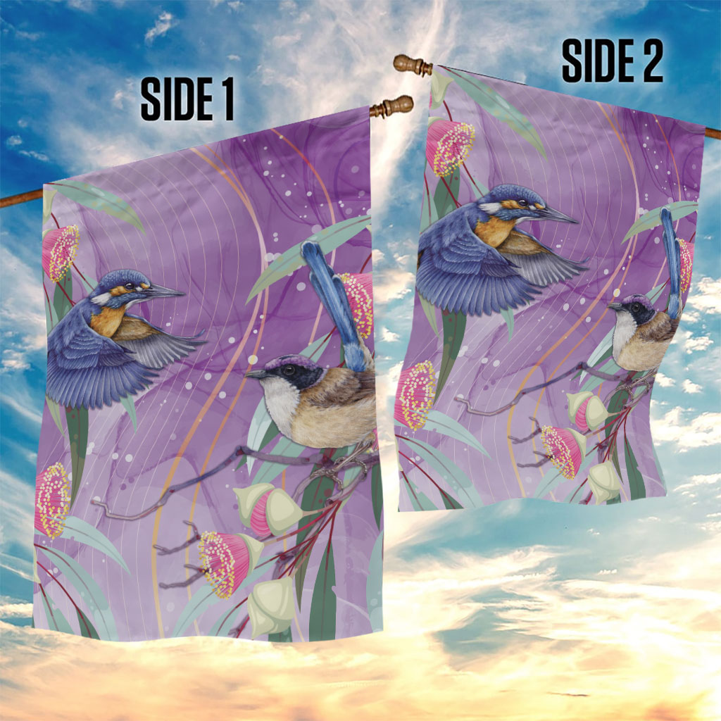 Australia Epilepsy Month Garden Flag Purple Fairy Wren with Eucalyptus Flowers