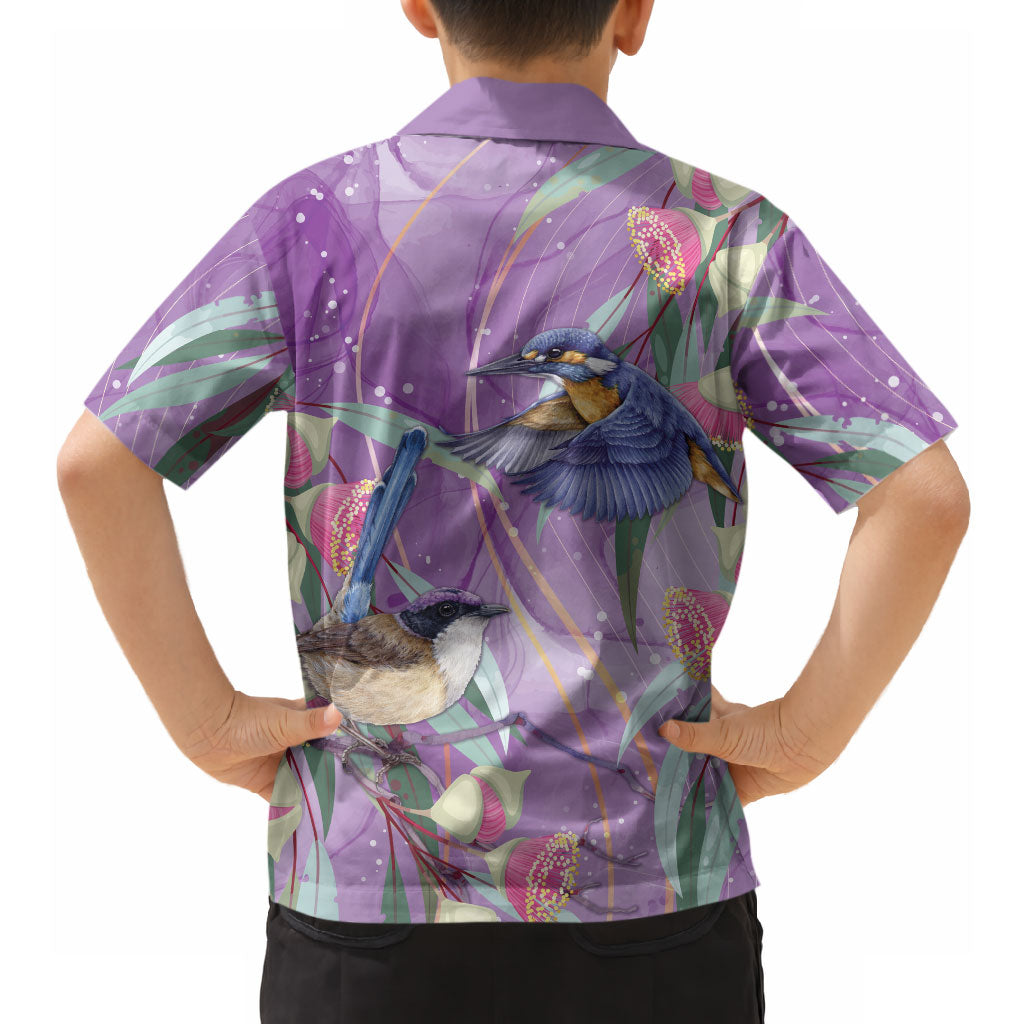 Australia Epilepsy Month Hawaiian Shirt Purple Fairy Wren with Eucalyptus Flowers