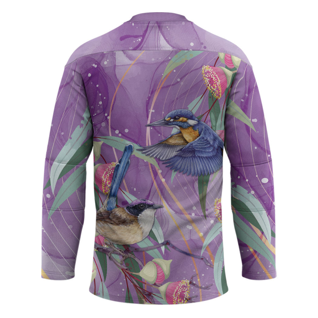 Australia Epilepsy Month Hockey Jersey Purple Fairy Wren with Eucalyptus Flowers