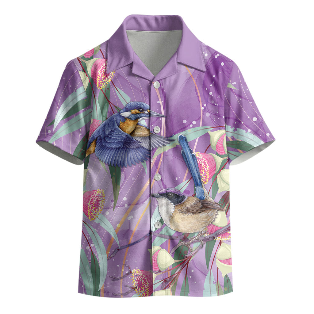 Australia Epilepsy Month Kid Hawaiian Shirt Purple Fairy Wren with Eucalyptus Flowers