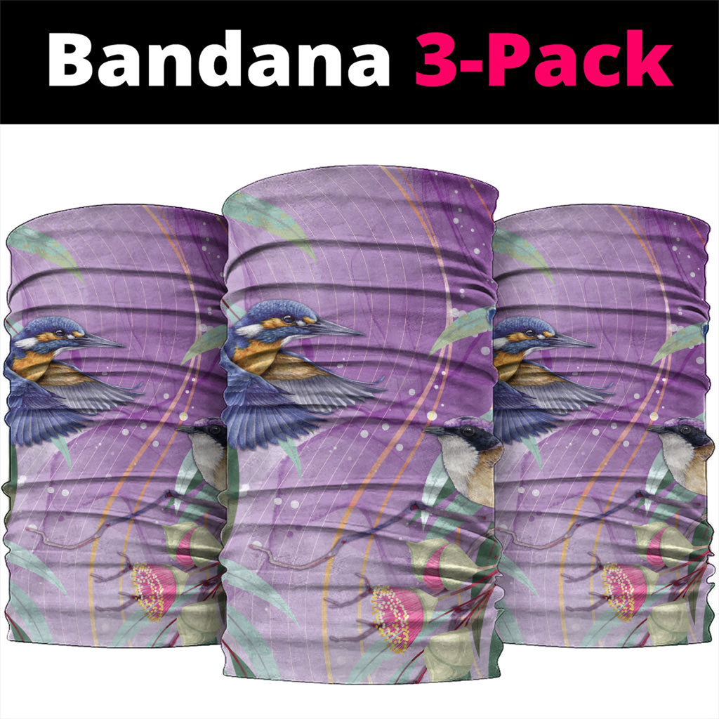 Australia Epilepsy Month Neck Gaiter Purple Fairy Wren with Eucalyptus Flowers