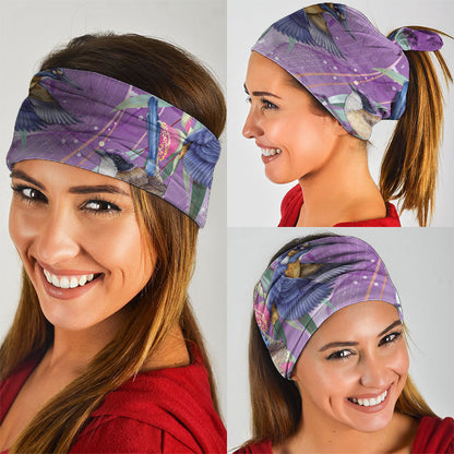 Australia Epilepsy Month Neck Gaiter Purple Fairy Wren with Eucalyptus Flowers