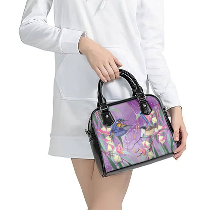 Australia Epilepsy Month Shoulder Handbag Purple Fairy Wren with Eucalyptus Flowers