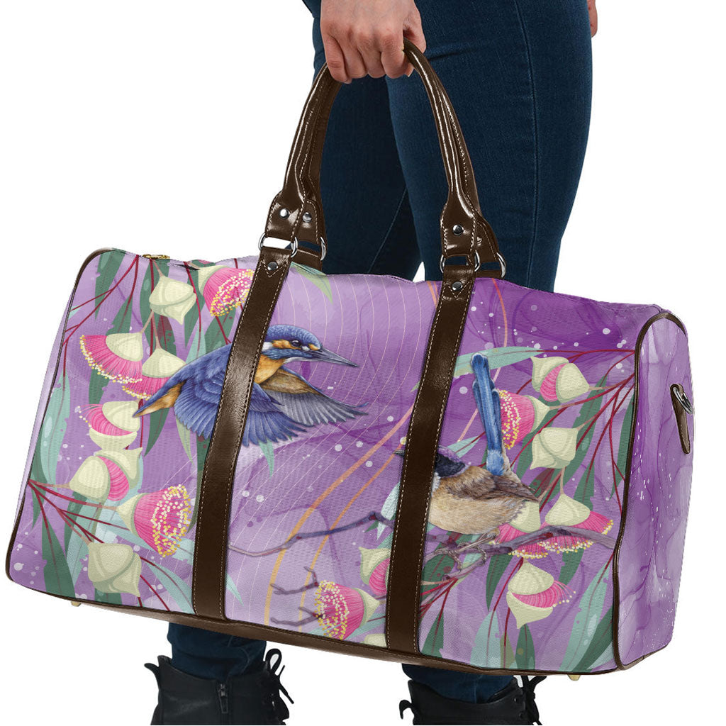 Australia Epilepsy Month Travel Bag Purple Fairy Wren with Eucalyptus Flowers