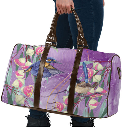 Australia Epilepsy Month Travel Bag Purple Fairy Wren with Eucalyptus Flowers