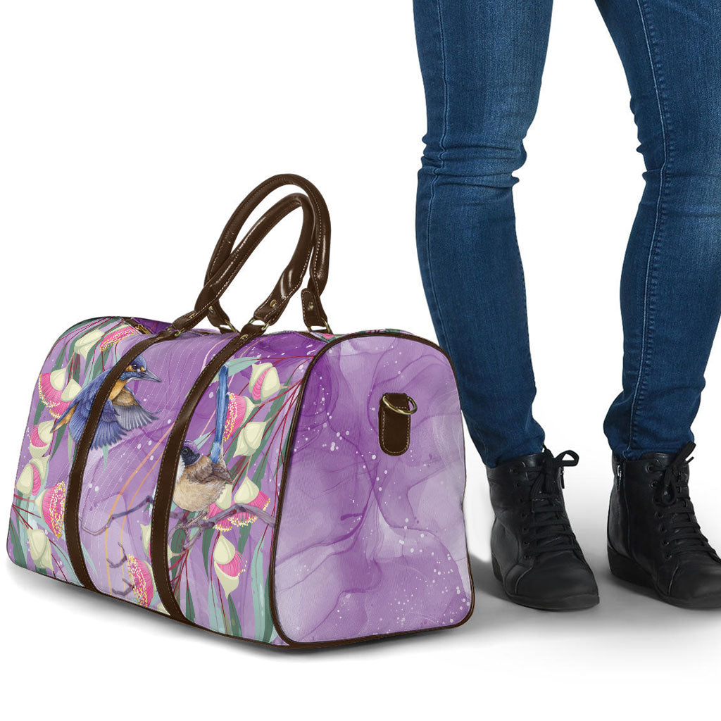 Australia Epilepsy Month Travel Bag Purple Fairy Wren with Eucalyptus Flowers