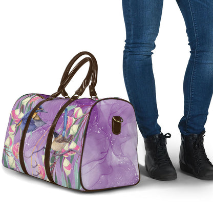 Australia Epilepsy Month Travel Bag Purple Fairy Wren with Eucalyptus Flowers