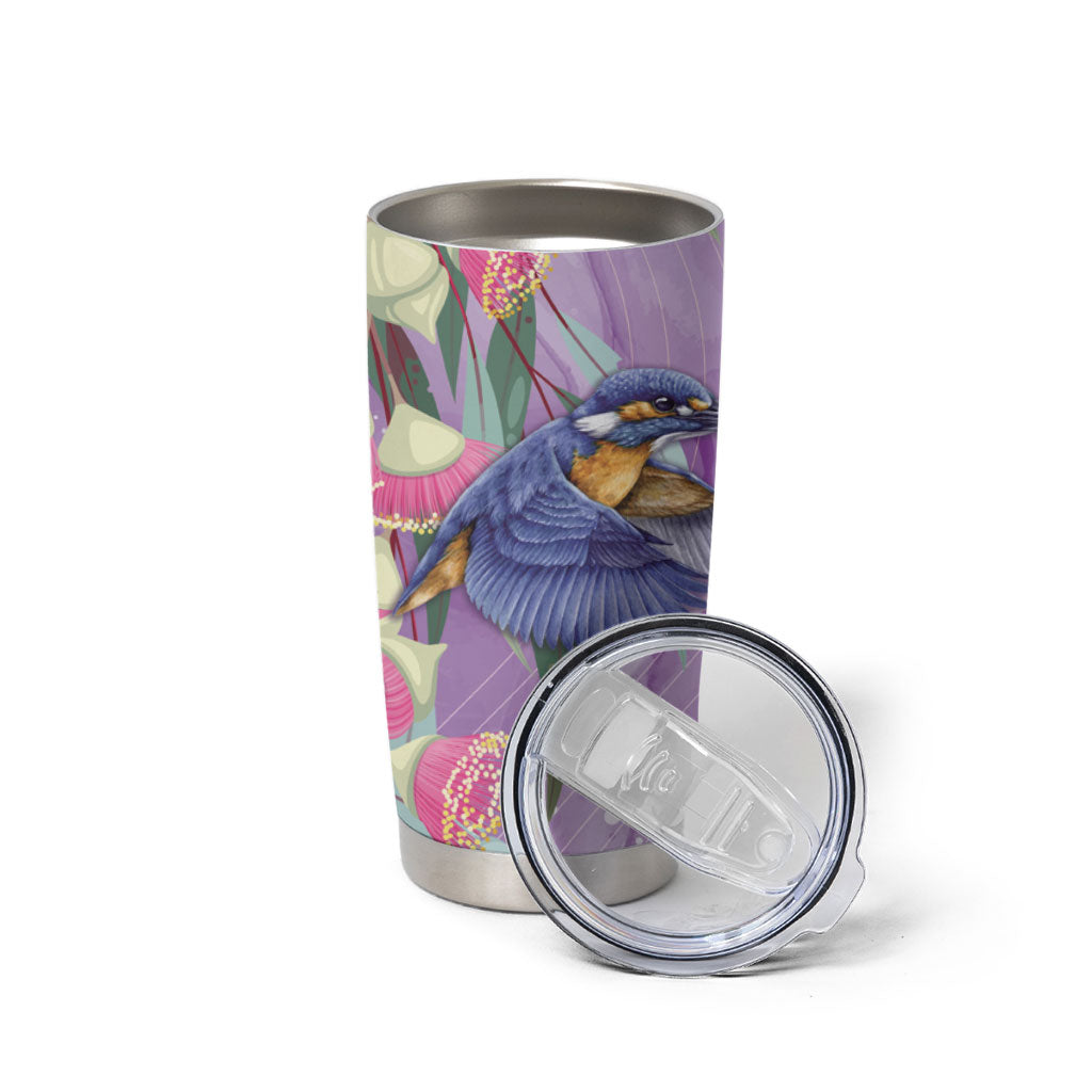 Australia Epilepsy Month Tumbler Cup Purple Fairy Wren with Eucalyptus Flowers