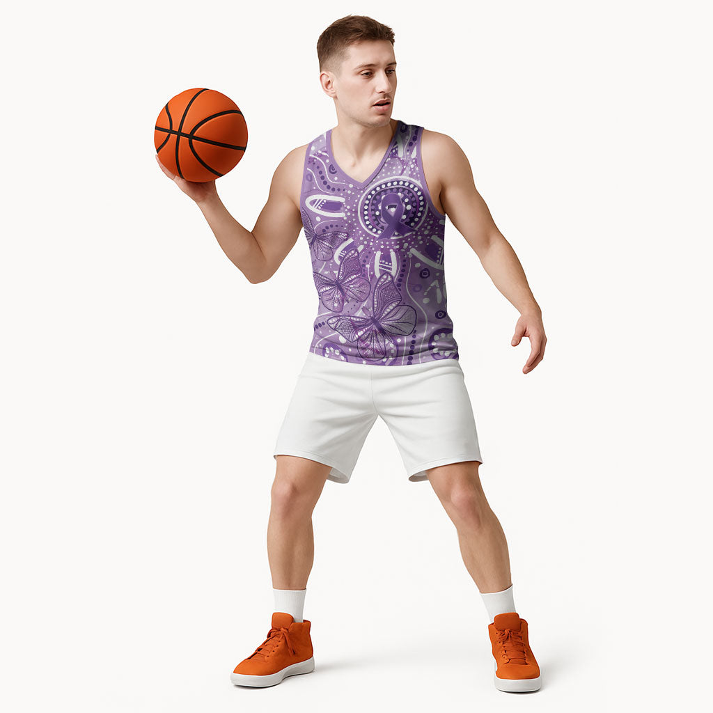 Australia Epilepsy Month Indigenous Basketball Jersey Butterfly Aboriginal Art