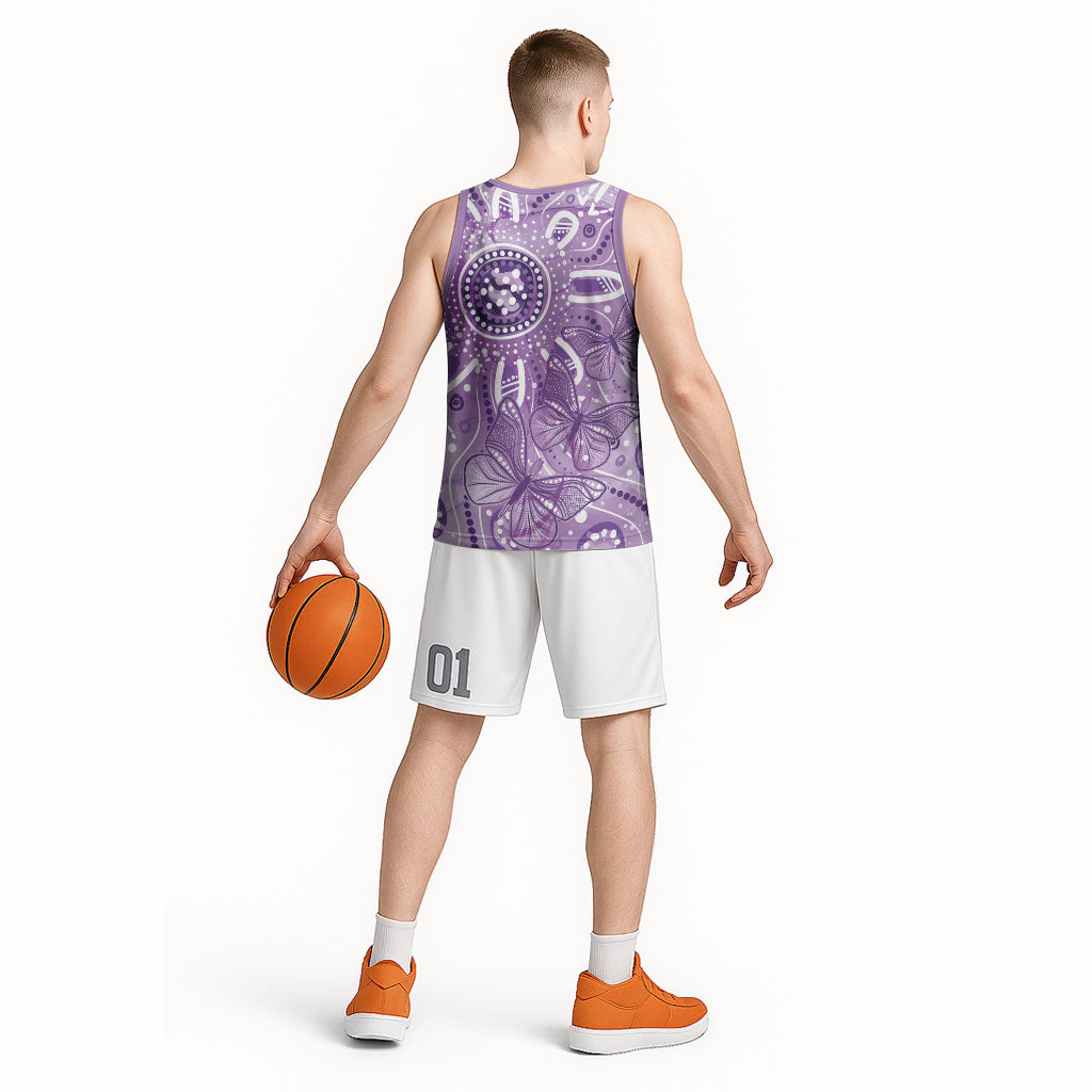 Australia Epilepsy Month Indigenous Basketball Jersey Butterfly Aboriginal Art