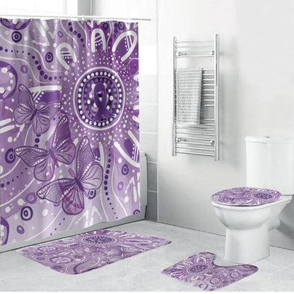 Australia Epilepsy Month Indigenous Bathroom Set Butterfly Aboriginal Art
