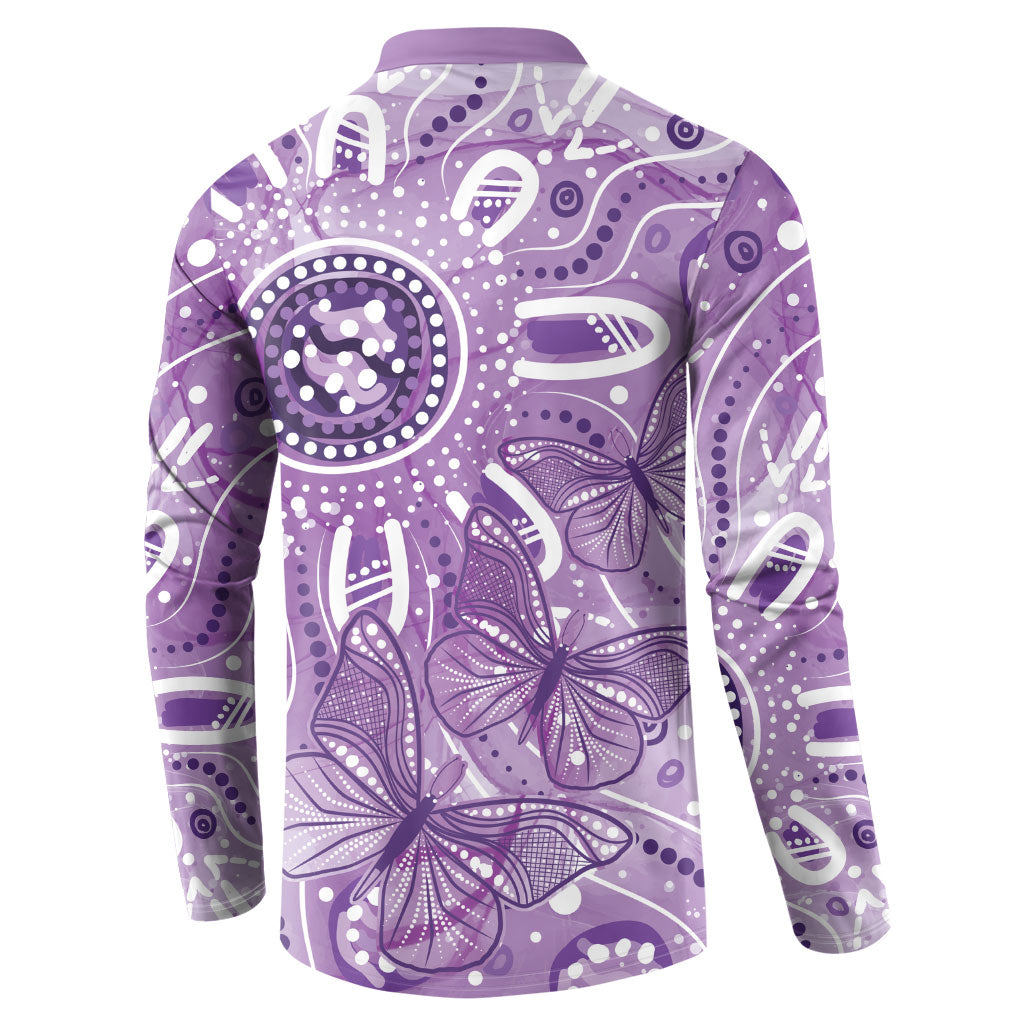 Australia Epilepsy Month Indigenous Button Sweatshirt Butterfly Aboriginal Art